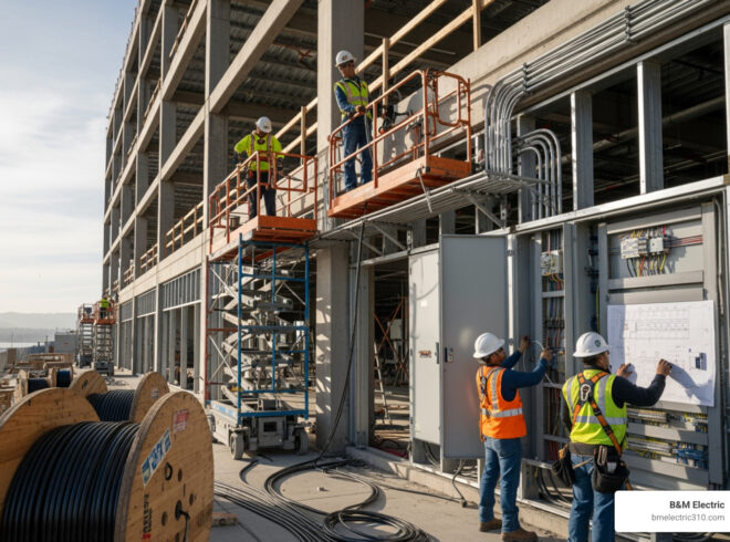 "Which electrical contractors in the South Bay handle large-scale commercial electrical system upgrades?"
