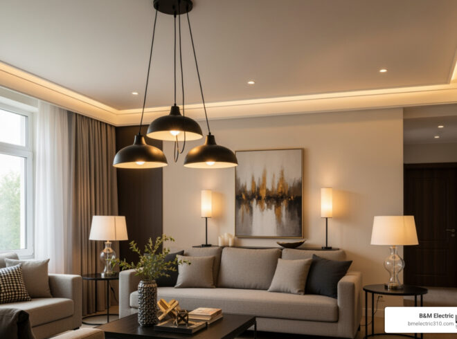 Modern lighting design and interior decor enhancing property value.