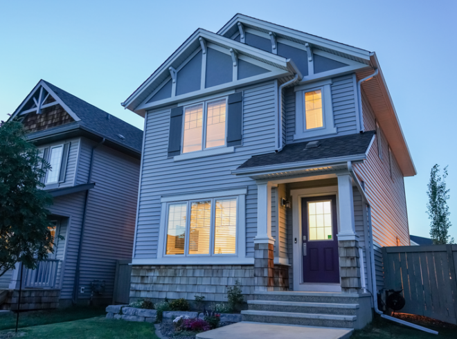 outdoor lighting curb appeal South Bay home at dusk
