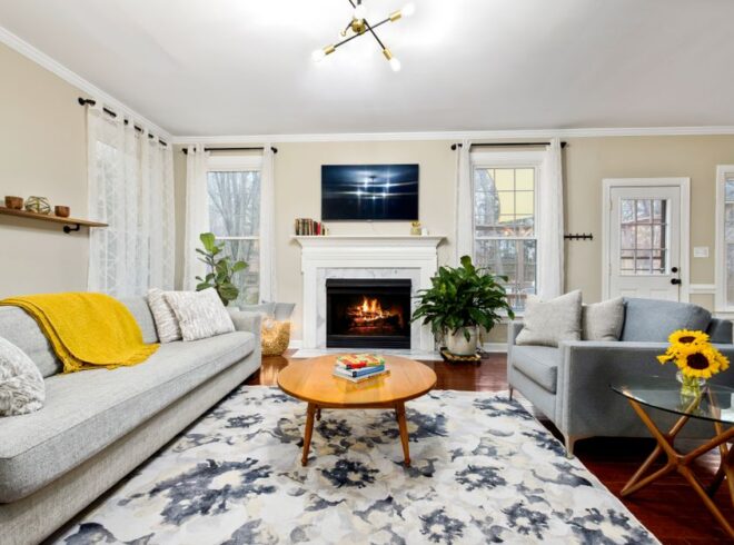 modern living room with warm and cool lighting design showing mood and ambiance